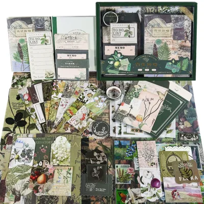 Zdjęcie produktu dla Zestaw do scrapbookingu w stylu vintage, zawierający notatnik i akcesoria do tworzenia notatek