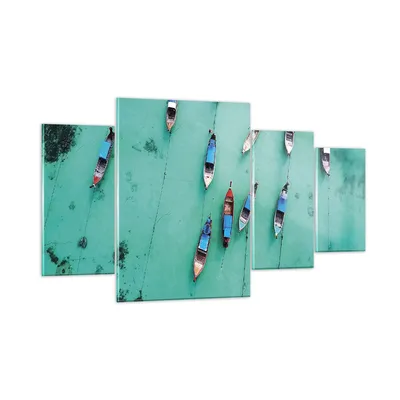 Produktbild von Bilder auf glas - 4 Teile - Boote mit Luft - 160x90cm - Glasbilder - Wandbilder - Bilder - zum Aufhängen bereit - Wanddekoration aus Glas - Glas Bilder - Wandbild auf Glas - GDL160x90-4362