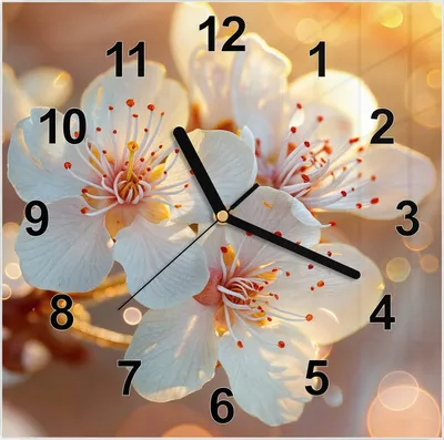 Produktbild von Wanduhr aus Glas mit Motiv Blumenstrahlen- 30 x 30 cm - inkl. Aufhängesystem
