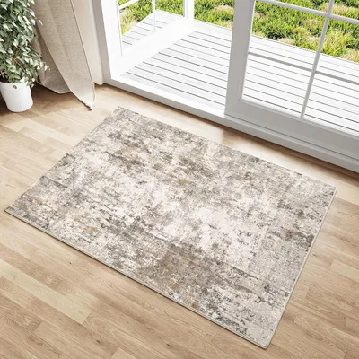 Zdjęcie produktu dla Dywan - 60 x 90 cm - Polipropylen - Niskie włosie - Nowoczesny - Antypoślizgowy - Brązowy i szary