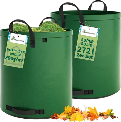 Produktbild von TTL GARDEN Gartensack SUPER SOLID 2er Set 272 L – stabiler Gartenabfallsack mit Griffen für Laub & Grünschnitt
