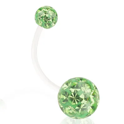 Produktbild von Taffstyle Bauchnabelpiercing Schwangerschaft Bauchnabelpiercing Flexibel Ferido Kristall Kugeln, Hellgrün / 25mm / 8mm x 5mm