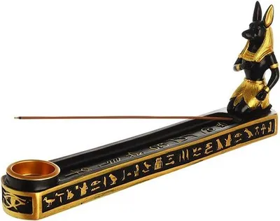 Immagine prodotto di Bruciatore di incenso egiziano a forma di ciotola con scultura del dio canino, per la meditazione e come oggetto decorativo