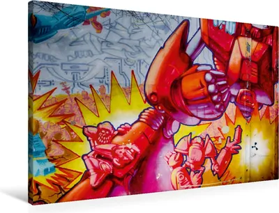 Produktbild von Calvendo Textil-Leinwand 90 cm x 60 cm quer Graffiti an der Turnhalle Gamigstraße, Meutzner Dirk; 7281152