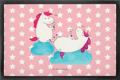 Produktbild von Mr. & Mrs. Panda Bodenvorleger Einhorn Sekt 50 x 75 cm - Rot Pastell - Geschenk, Unicorn, Eingangsteppich, BFF, Gummimatte, Freundin, Schmutzmatte, fußmatte, Party
