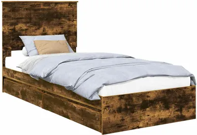 Obrázek produktu pro Postel s úložným prostorem s čelo Kouřový dub 90 x 190 cm