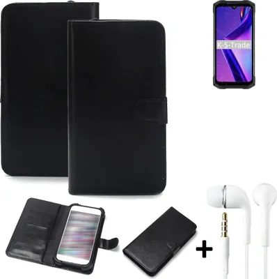 Produktbild von K-S-Trade Wallet Case Handyhülle kompatibel mit Doogee S98 Schutzhülle Flip cover Flipstyle Tasche Hülle Flipcover Slim Bumper schwarz + in ear