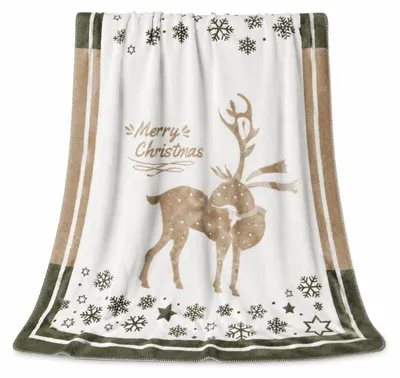 Produktbild von Weihnachts Kuscheldecke 150x200 – Zweiseitige Fleece Decke mit Weihnachtlichen Wintermotiven