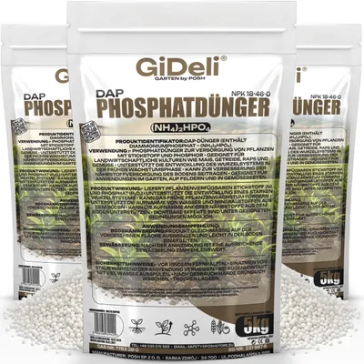 Immagine prodotto di DAP 15 kg Concime fosfatico per mais e cereali, granuli NPK 18-46, solubile per le radici, GiDeli