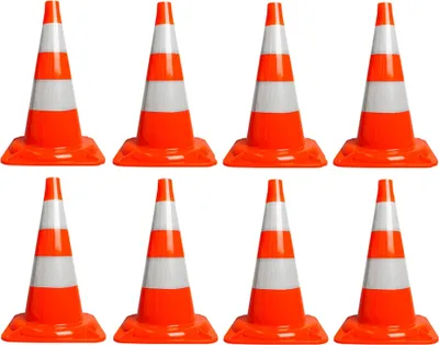 Obrázek produktu pro sada 8 kuželů 50 cm, výstražné kužely, 8 dopravních kuželů pro vymezení parkovacích a odstavných ploch, výstražné kužely, kužely, označovací kužely, [oranžovo-bílé] - Reflexní kužely