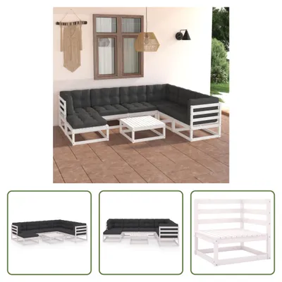 Produktbild von The Living Store 8-tlg. Garten-Lounge-Set mit Kissen Massivholz Kiefer