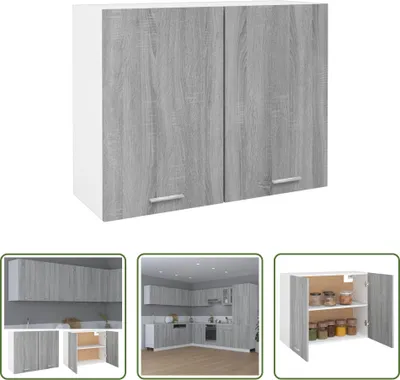 Obrázek produktu pro The Living Store Nástěnná skříňka Grey Sonoma 80x31x60 cm Materiál na bázi dřeva