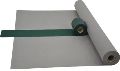 Produktbild von Sensalux Kombi-Set 1 Tischdeckenrolle 1,5m x 25m grau + Tischläufer 15cm grün