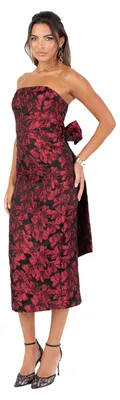 Produktbild von Maya Deluxe Women's Midi Dress Ladies Sleeveless Floral Jacquard Bodycon Bandeau