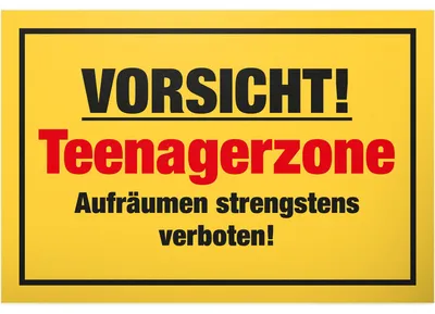 Imagen del producto de Letrero para zona juvenil, material sintético, 30 x 20 cm, ideal para la habitación de los adolescentes