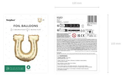 Obrázek produktu pro PartyDeco FB278S-019, Hračka balón, Fólie, Zlato, Jednobarevný, Univerzální, Podkova