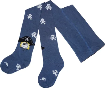 Produktbild von Kinderstrumpfhosen für Jungen aus Baumwolle Piratenkopf Jeans Größe 92-98