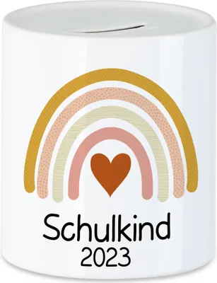 Produktbild von Schulkind 2023 Spardose  Einschulungsgeschenk Grundschule 1. Klasse Schulstart Herzen Motiv
