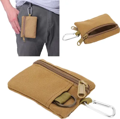 Obrázok produktu pre Outdoorové EDC Molle Pouch peňaženka Mini prenosné kľúčové karty prípad EDC puzdro taška peňaženka na mince s karabínouTan