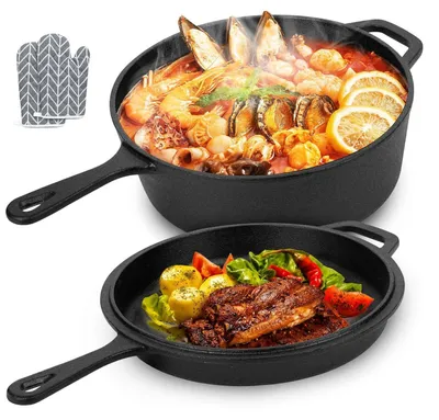 Obrázok produktu pre Sada hrncov a panvíc Gusseisen: hrniec 1,5 l a panvica 4,5 l – 2v1, vhodná na všetky typy sporákov a rúr