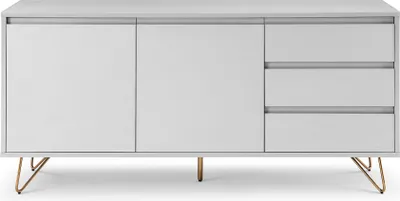 Produktbild von SalesFever Sideboard aus MDF | 2 Türen und 3 Schubladen | Beine Metall mit Messinglegierung | B 150 x T 40 x H 70 cm | weiß