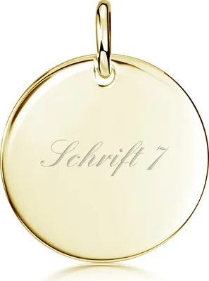 Produktbild von MATERIA by Matthias Wagner Gravur Kettenanhänger Silber 925 - runder Anhänger Gold vergoldet Ø 20mm KA-323-Gold