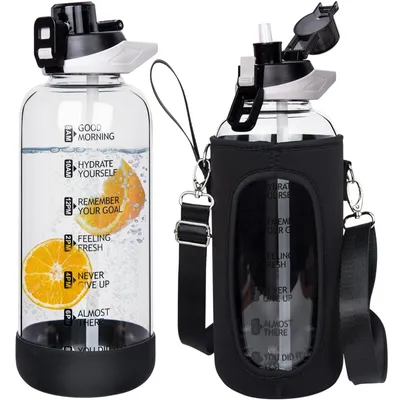 Productafbeelding van Sportwaterfles van 2 liter met rietje en tijdmarkering