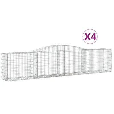 Produktbild von vidaXL Gabionen mit Hochbogen 4 Stk. 400x50x80/100cm Verzinktes Eisen