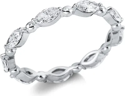 Produktbild von Ring aus 750 Weißgold 9 Diamanten Navette-Schliff 1,02ct F-SI B:2,5mm Innenumfang 54mm  Ø17.2mm
