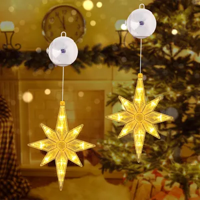 Image de Guirlandes lumineuses LED, décorations de Noël, 2 pièces, fonctionnant sur piles, avec ventouses