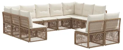 Immagine prodotto di Set di divani da giardino 11 pezzi Beige poly rattan