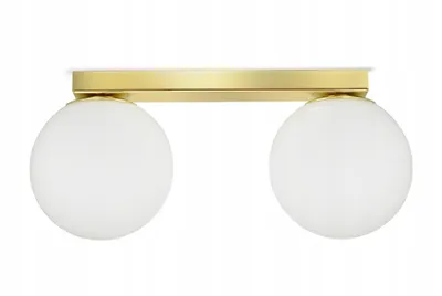 Zdjęcie produktu dla Lampa Sufitowa Żyrandol Plafon Złota Szklane Białe Kule Glass B2 LED G9