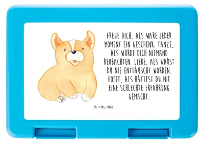 Produktbild von Mr. & Mrs. Panda Bentobox Corgie - Weiß - Geschenk, Corgi, Lunchbox, Hund, Frühstücksdose, Bento Box, Motivation, Sprüche, Spruch, Lebensfroh, Snackdose, Lebensfreude