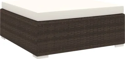 Image de Tabouret de pied modulaire 1 pc + coussins Poly rotin brun