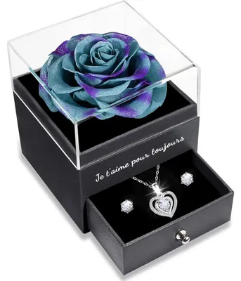 Produktbild von Konservierte Rose mit Halskette Ewige Blume Liebe Dich für Immer