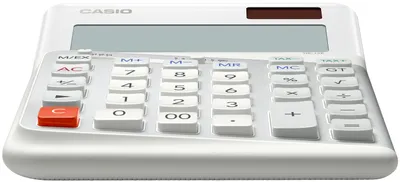Obrázok produktu pre Casio® DE-12E-WE Stolová kalkulačka DE-12E-WE - napájaná solárnou energiou/batériou, 12-miestna, LC displej, biela, ergonomická