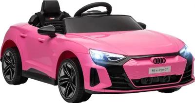 Image de Voiture électrique à pédales, télécommande, phares LED, rose