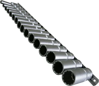 Produktbild von Lange 12-KANT Steckschlüsseleinsätze Stecknuss Nuss VIELZAHN 8 - 24 mm 16-tlg.