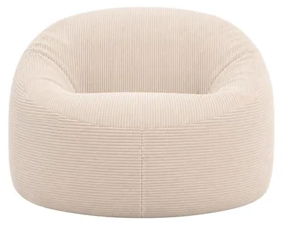 Image de Pouf déhoussable velours côtelé épais BANANAIR 100 cm blanc cassé