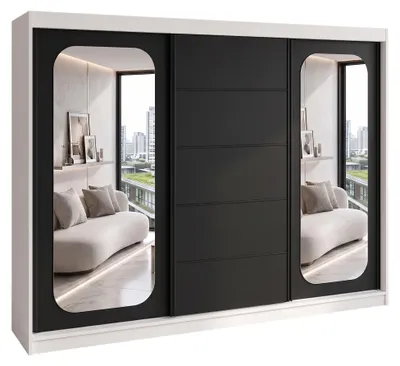 Produktbild von BELANO Schwebetürenschrank 200 cm mit Spiegel – Kleiderschrank mit Schiebetüren, Innenausstattung:  Premium