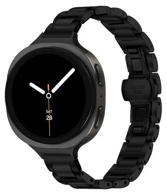 Produktbild von By Qubix Slim-Fit Edelstahl-Gliederarmband - Schwarz - passend für Samsung Galaxy Watch 9 - 40 mm / 44 mm