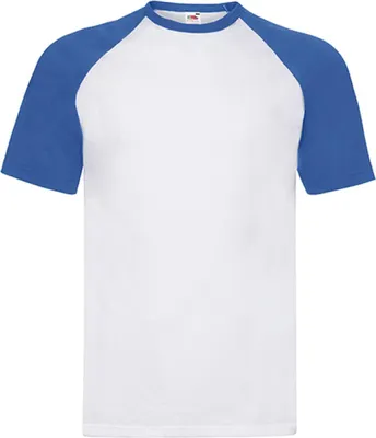 Image de Fruit of the Loom 61-026-0 | Shortsleeve Baseball Herren T-Shirt - Farbe : White/Deep Navy - Größe : L