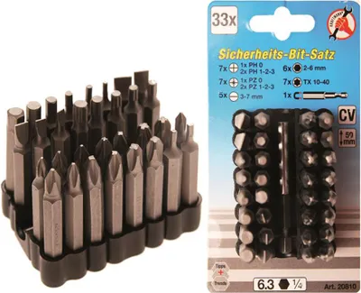 Produktbild von KRAFTMANN 20810 Bit-Satz für Sicherungsschrauben 50 mm, 33-tlg.