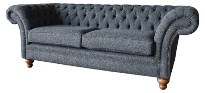 Produktbild von Graue Chesterfield 3 Sitzer Grau Textil Design Couchen Polster Sofas