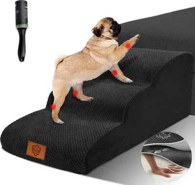 Produktbild von Famanu Hundetreppe mit weichen, komfortablen Stufen - 45,6 x 32,7 x 28,8 cm