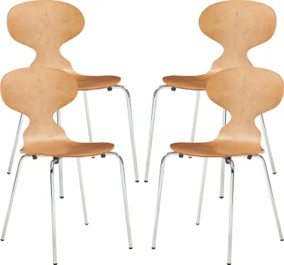 Four identical chairs are arranged in a 2x2 grid against a white background.