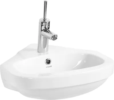 Immagine prodotto di Aqualine Vitroya - Lavabo angolare 460x460 mm, con sfioratore, foro per rubinetto, bianco VT145