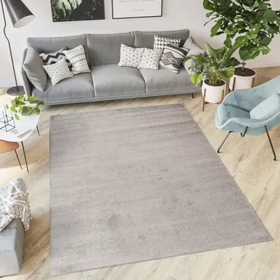 Produktbild von Teppich Kurzflor Schlafzimmer Wohnzimmer Kinderzimmer Dunkelgrau Einfarbig Modern Design  80 x 150 cm