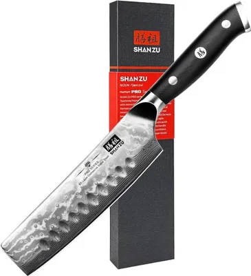 Produktbild von Shan Zu Kochmesser 16,5 cm Allzweckmesser Damast Edelstahl extra scharfe Messerklinge ergonomischer Griff exquisite Geschenkverpackung