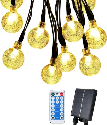 Obrázek produktu pro Solární pohádkové světlo girlanda 10m 65 diodových LED koulí 8 režimů Vodotěsné IP65
